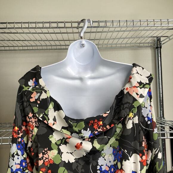 Banana Republic Dark Floral Off Shoulder Dress Size L Tall Moto‎ Boho Flowy - Picture 14 of 14